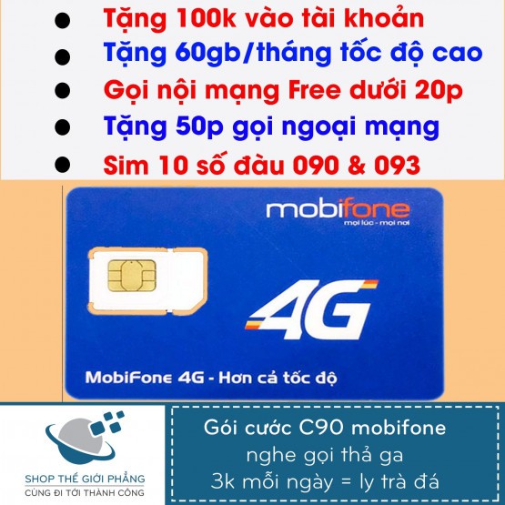 Sim 4G Mobifone gói cước C90