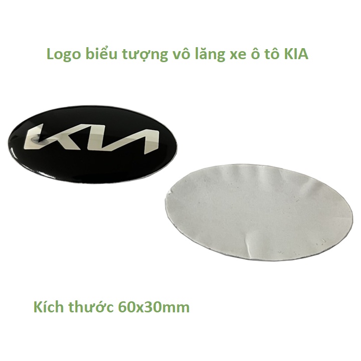 Logo biểu tượng vô lăng xe ô tô KIA, kích thước 60x30mm