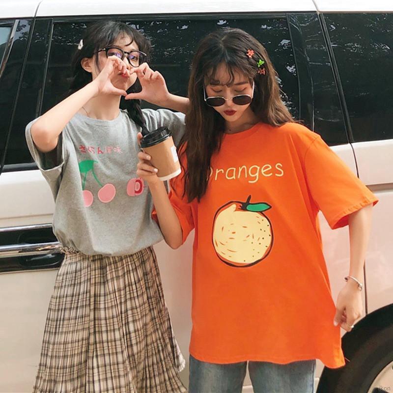 Áo thun nữ cổ tròn tay ngắn in hình trái cây