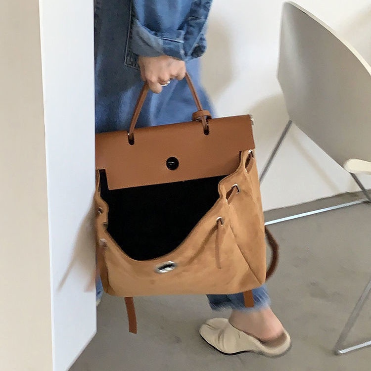 Ba lô da lộn đeo vai phong cách Hàn Quốc dễ phối đồ thời trang cho nữ