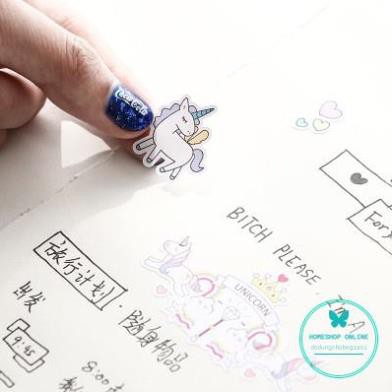 Miếng dán sticker ngựa Unicorn 1 sừng siêu đẹp - S7 Sticker ngựa thần sticker cute sticker dễ thương