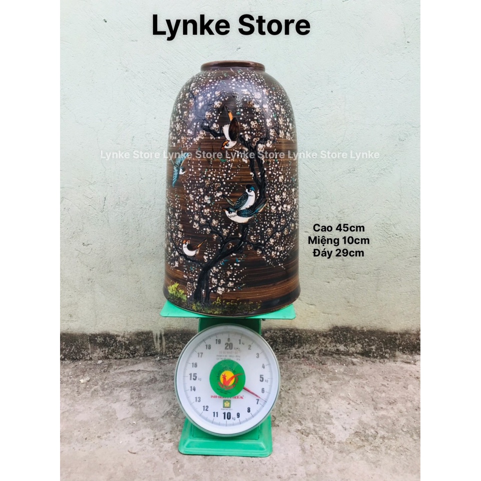 Bình Hoa Lọ Hoa Gốm Dáng Chuông Tổ Ong Cắm Đào Huyền Cành Lê Cành Mận Gốm Sứ Bát Tràng - Lynke Store