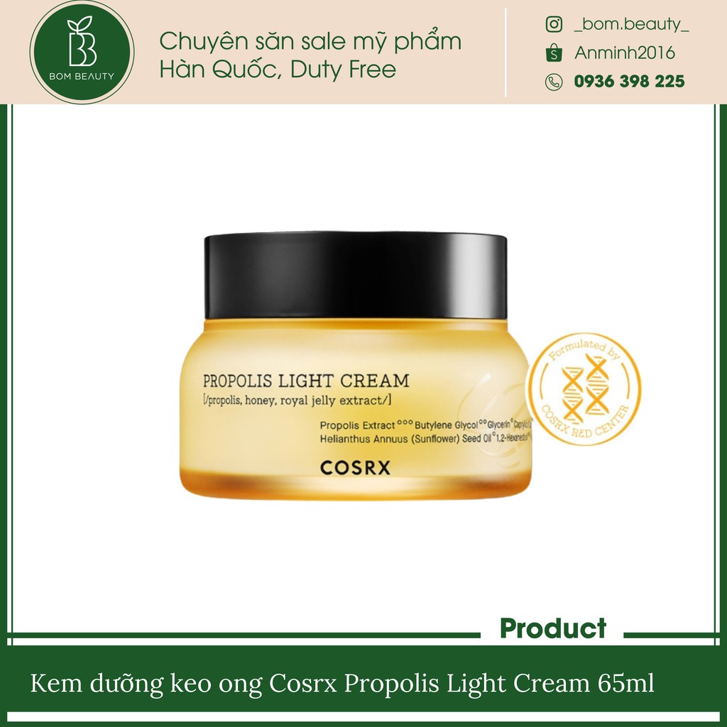 (#cosrx) Kem dưỡng keo ong Cosrx Propolis Light Cream 65ml