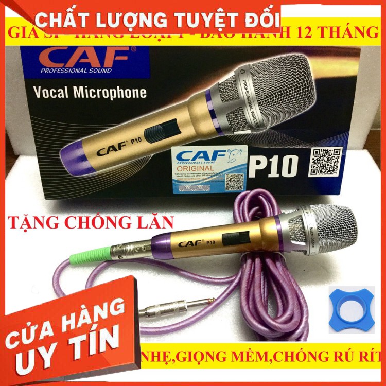 [SIÊU KHUYẾN MẠI] Micro CAF P10 Tay INOX Chắc Chắn,Dây 3 Lớp Chống Xoắn Nhiễu,Hát Nhẹ,Giọng Mềm,Bắt Nhạy