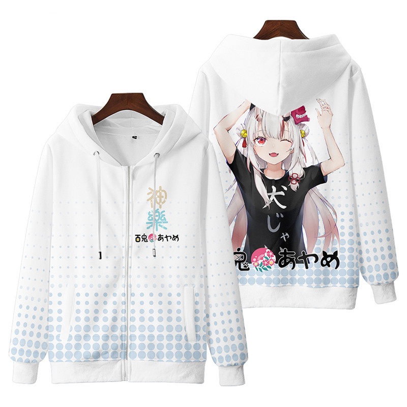Mới Áo Khoác hoodie Tay Dài Có Khóa Kéo In Hình anime holo live nakiri ayame Nhật Bản Thời Trang unisex