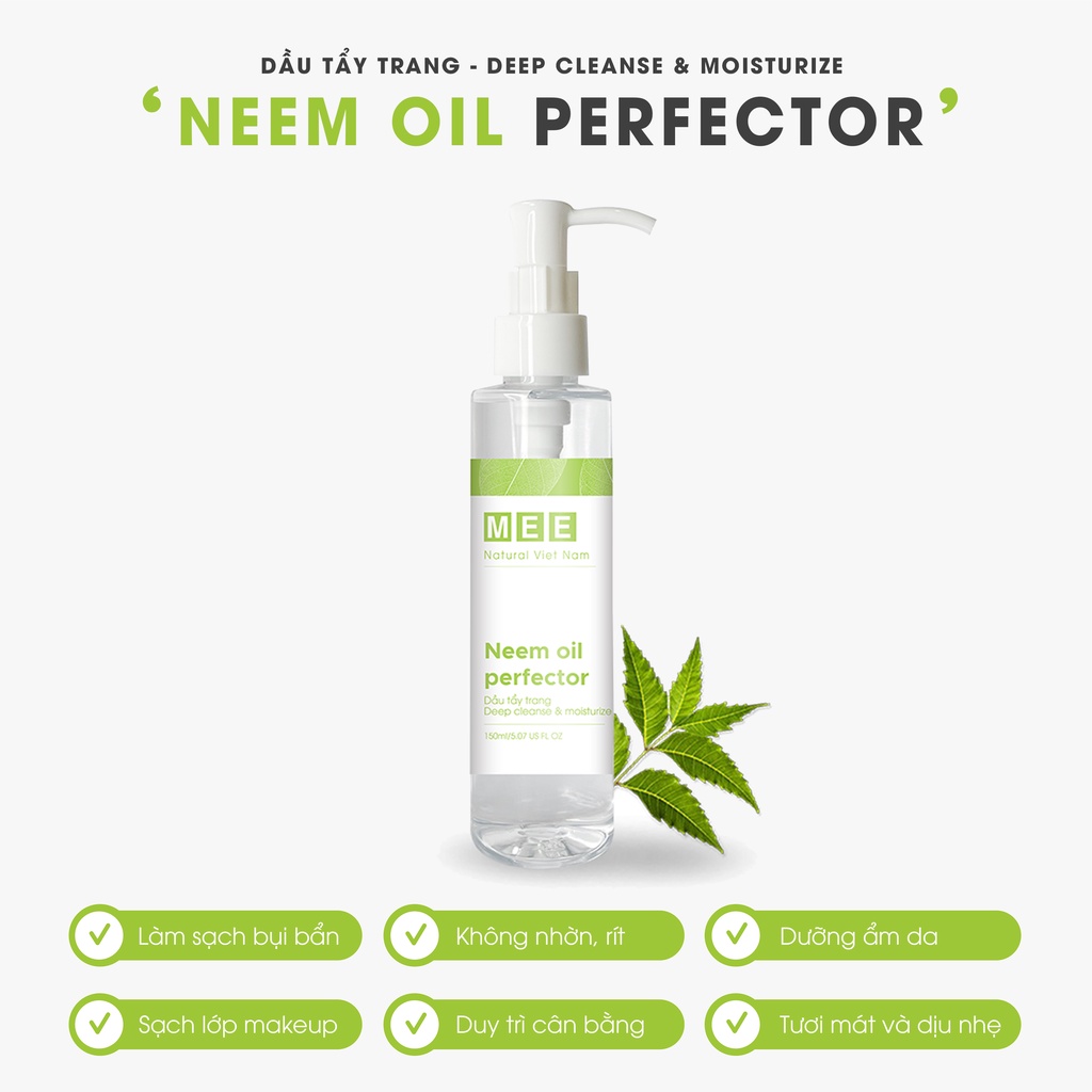 Dầu Tẩy Trang NEEM OIL Perfector MEE NATURAL Tẩy Sạch Makeup Chuyên Nghiệp & Dưỡng Ẩm 150ml | BigBuy360 - bigbuy360.vn
