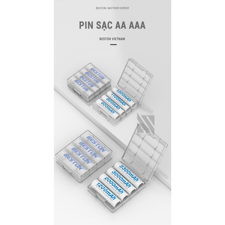 Pin sạc AAA Beston dung lượng lớn 1300mah (4 Viên AAA) cho remote tivi, đồ chơi trẻ em, đồng hồ