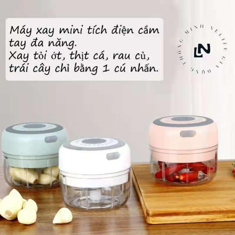 Máy xay tỏi ớt,xay thịt,đánh trứng mini đa năng cầm tay làm đồ ặn dặm cho bé siêu tiện dụng nhà bếp