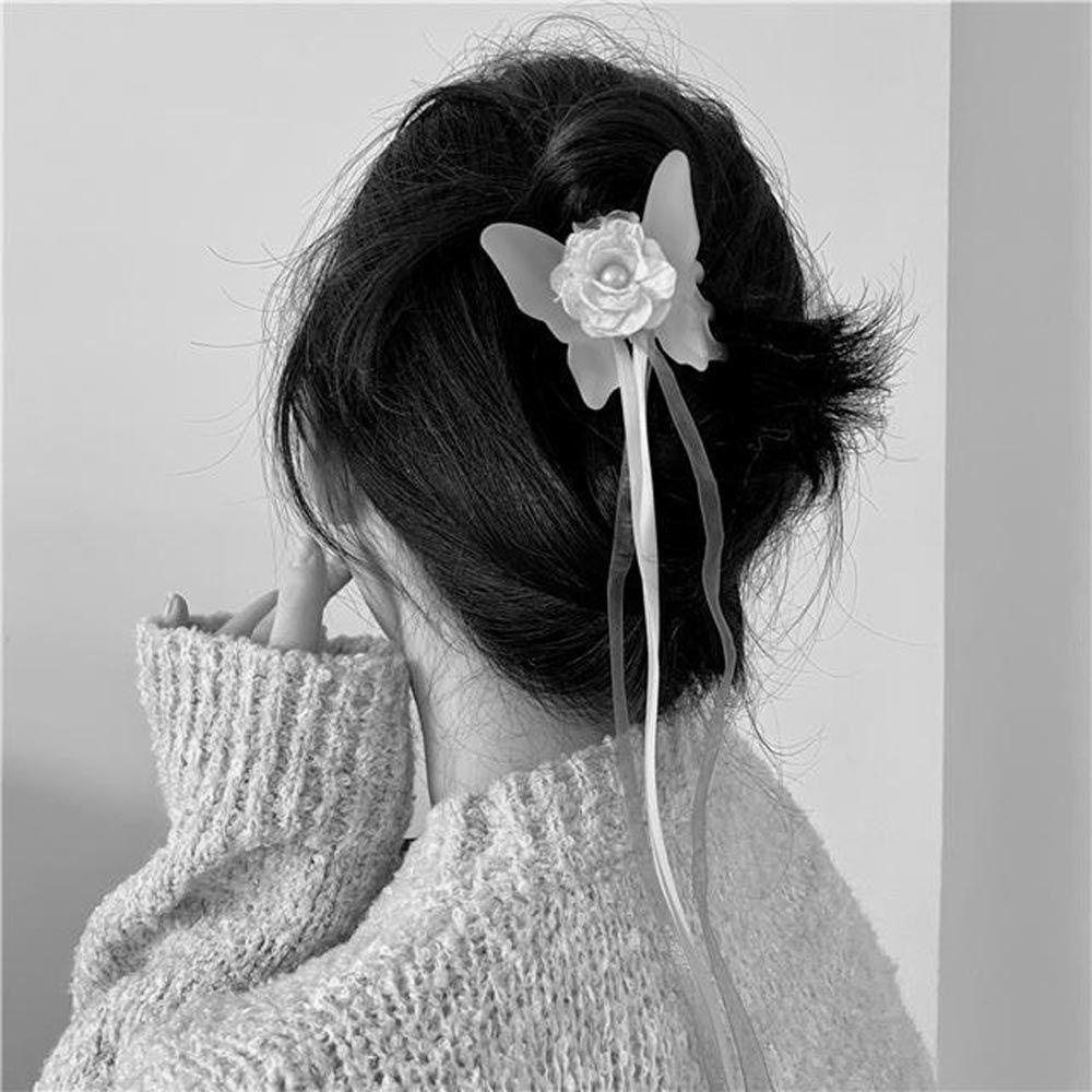 NICKOLAS Kẹp Càng Cua Cá Mập Đính Hoa Tua Rua Thanh Lịch Cho Nữ