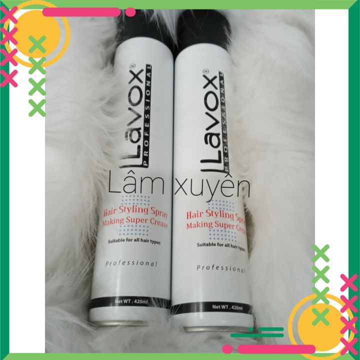 Keo xịt tóc tạo kiểu Lavox 420ml cứng mềm bới tóc cô dâu (gôm xịt) nắp tím, đen 😘 FREESHIP 🍔 Định hình kiểu tóc tự nhiên