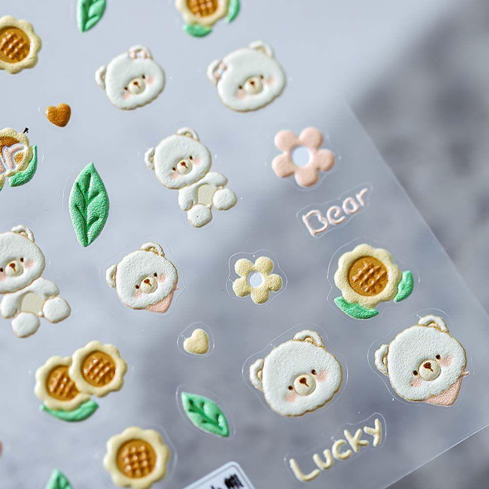 Miếng Dán Trang Trí Móng Tay Tự Dính Hình Chú Vịt / Gấu Nổi 5D Dễ Thương