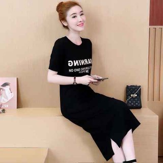 Váy đầm thun suông sọc trơn