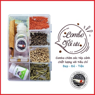 Bộ sản phẩm chăm sóc tép - tôm cảnh tối ưu (Vi sinh + khoáng + thức ăn tép cảnh + thuốc lai zai) - Tép Xinh Aqua