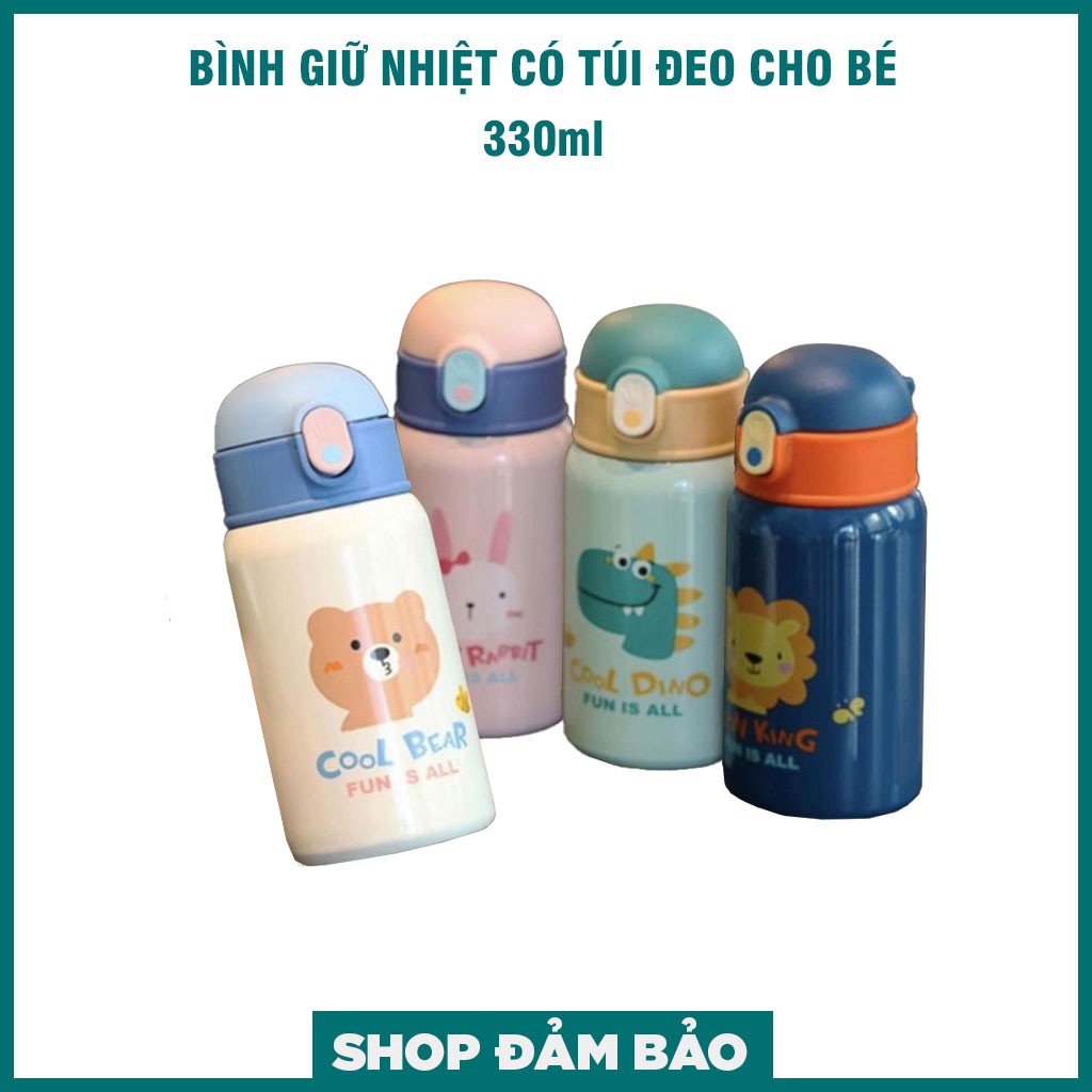 Bình giữ nhiệt cho bé 330ml bằng thép không gỉ 304 an toàn sức khỏe giữ nhiệt 6 tiếng tặng kèm túi tiện lợi