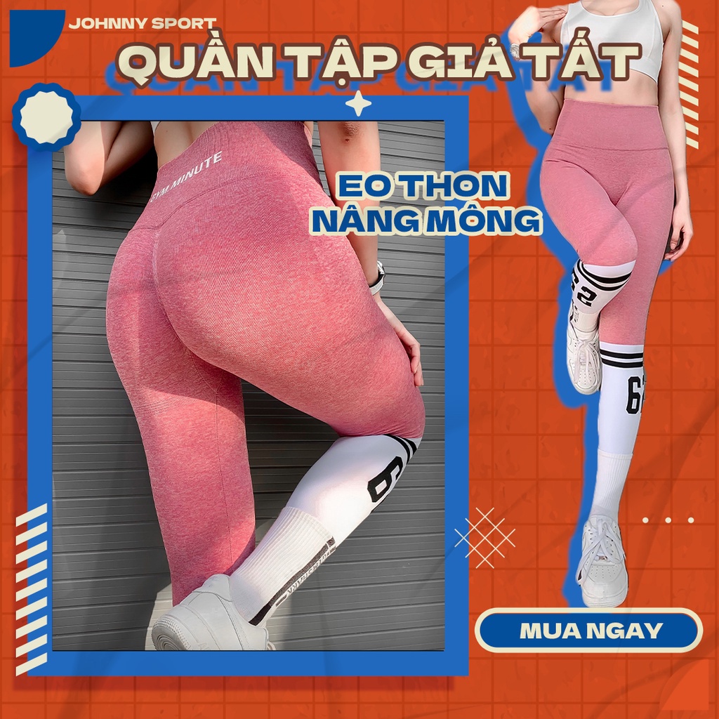 ✌❧Quần Tập Cạp Cao Legging Giả Tất Đến Gối Yoga Gym Aerobic Chất Dệt Kim Cấp Co Dãn Thấm Hút Tốt Johnny Sport