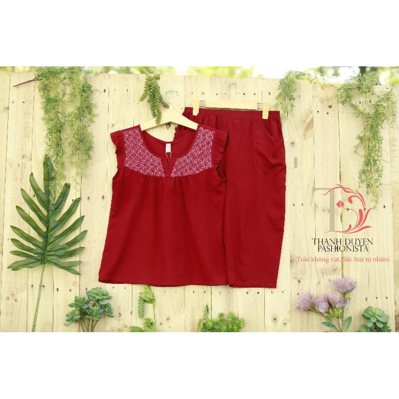 Bộ Tole màu thun thêu 2 con đỉa, tay cánh tiên dịu dàng - 2410CTL | BigBuy360 - bigbuy360.vn