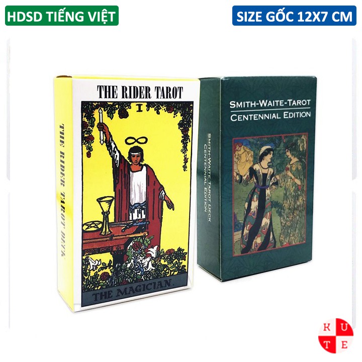 [Size Gốc] Bài Tarot Waite Smith 78 Lá 7x12 Cm Cán Màng Dày Dặn Tặng Đá Thanh Tẩy Và Hướng Dẫn Tiếng Việt S3