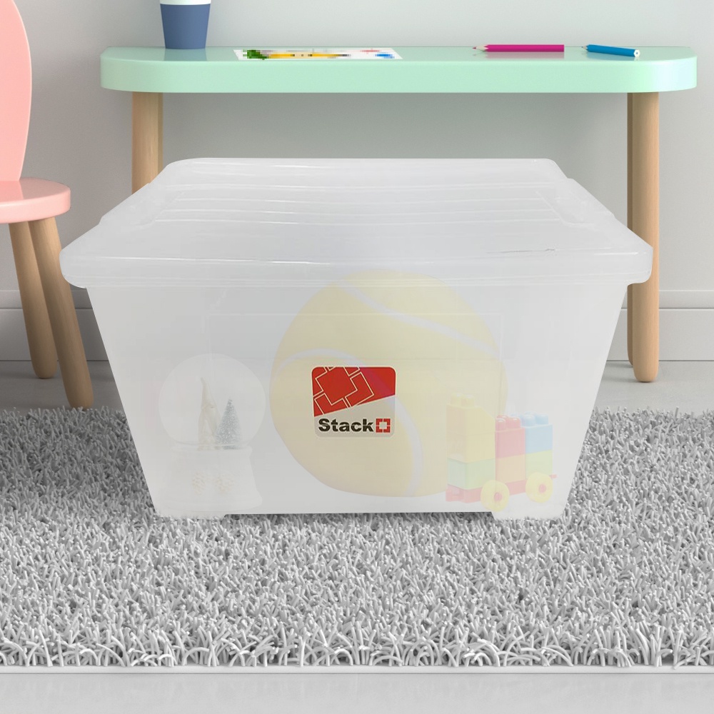 HomeBase STACKO Hộp đựng đồ bằng nhựa Thái Lan 6653 40L W38x D39x H27.5 cm trong suốt