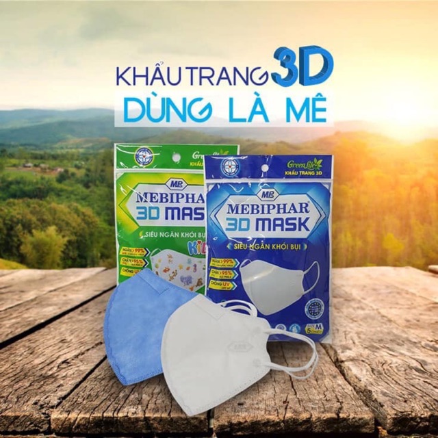 Gói 5 cái Khẩu trang 3d Mebiphar