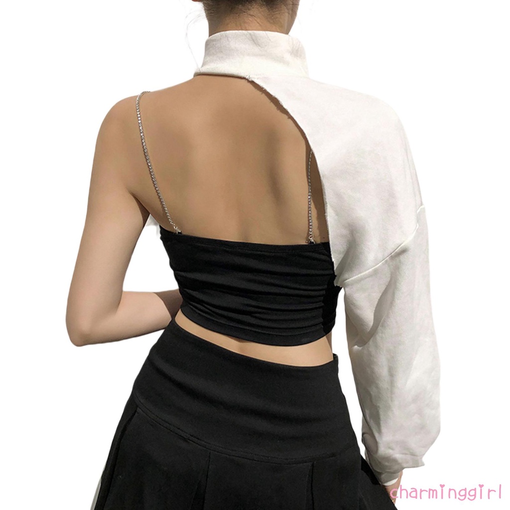 Áo Thun Tay Dài Cổ Cao Màu Sắc Đơn Giản Thời Trang Mùa Hè Cho Nữ