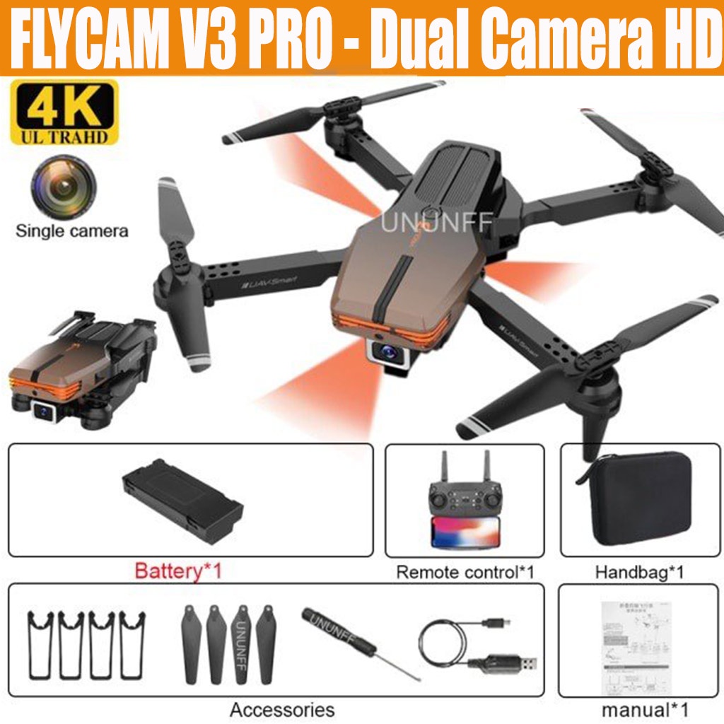 ✅Bản nâng cấp E58✅Flycam V3 Pro Thế Hệ 2022, 2 Camera WIFI 4K HD, Tích Hợp Cảm Biến Chống Va Chạm - Quay Phim - Chụp Ảnh