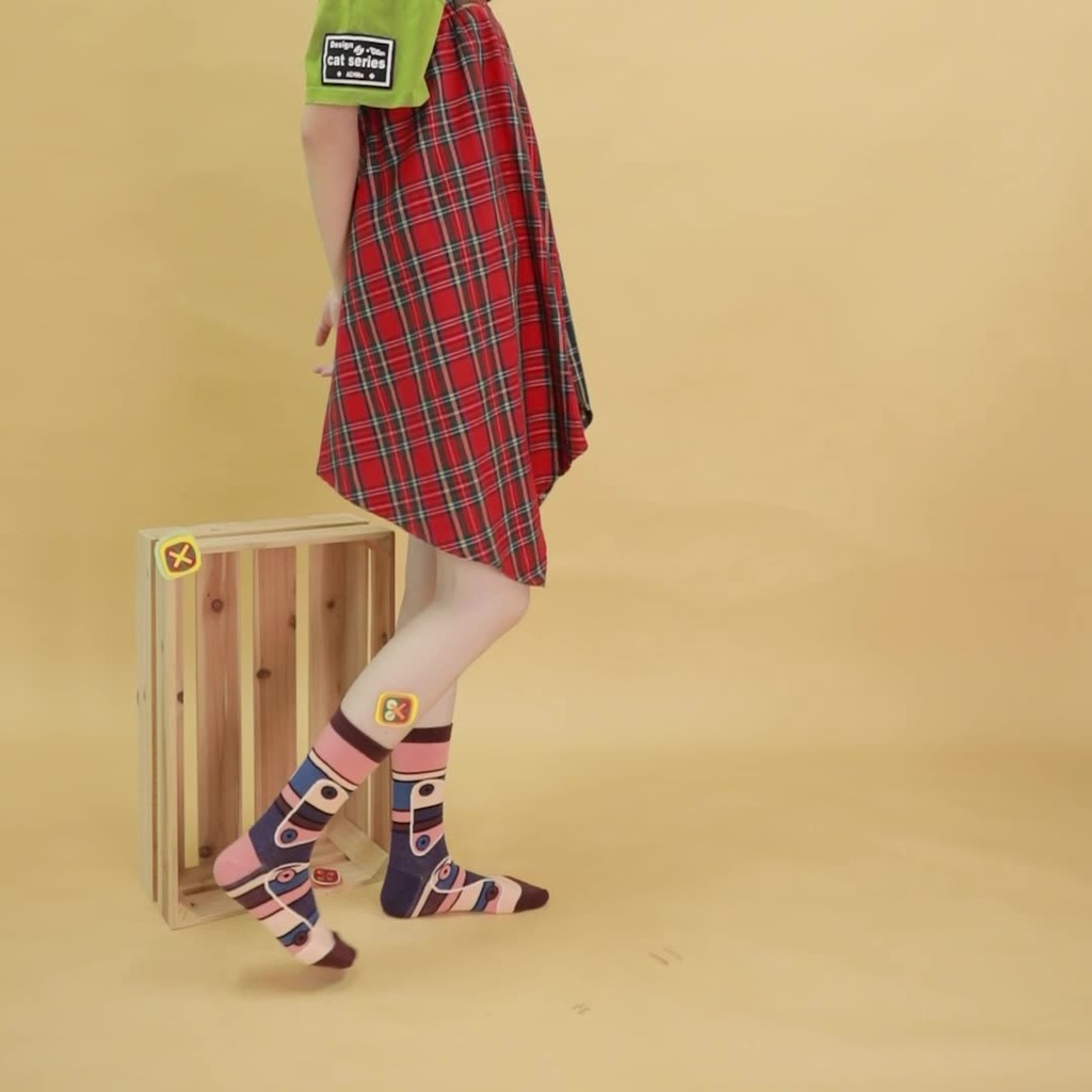 WAFNHA D103 Vớ Unisex In Họa Tiết Hoạt Hình