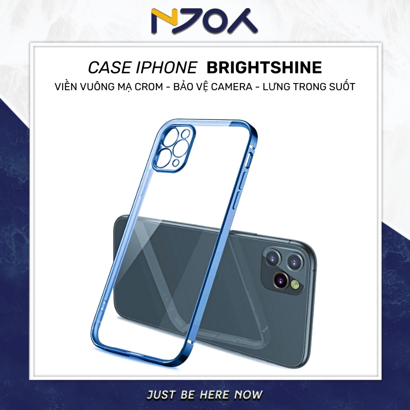 Ốp Lưng Iphone Brightshine Viền Vuông Mạ Crom Lưng Trong Suốt Bảo Vệ Camera 12 Pro Max 11 Pro Max Xs Max 7 Plus Likgus