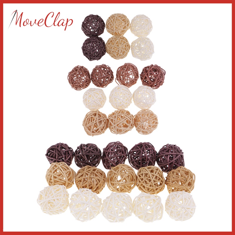 Set 15 Quả Cầu Mây Đan Tự Nhiên Kích Thước 3cm Dùng Trang Trí Tiệc Cưới / Nội Thấ