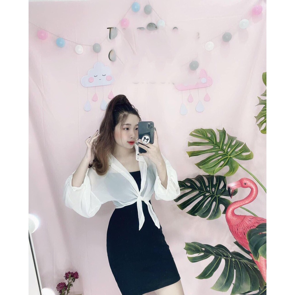 SÉT ĐẦM NỮ ÔM BODY VÀ ÁO KHOÁC KIỂU SƠ MI CÁ TÍNH THỜI TRANG THIẾT KẾ VESTA AK75