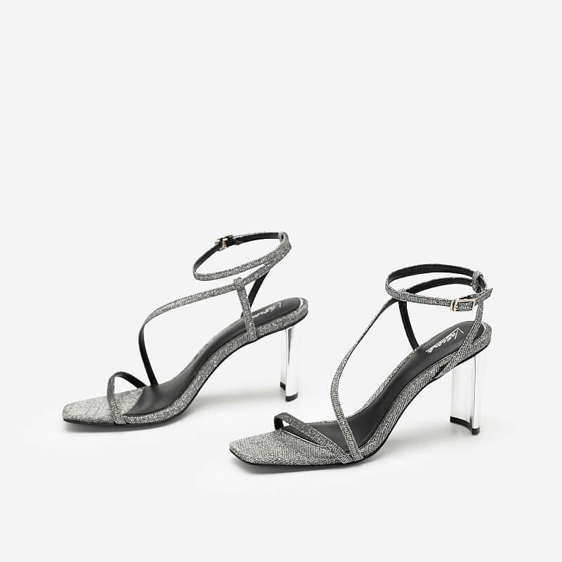 Vascara Giày Sandal Quai Mảnh Phối Kim Tuyến Metallic SDN 0689 Bạc