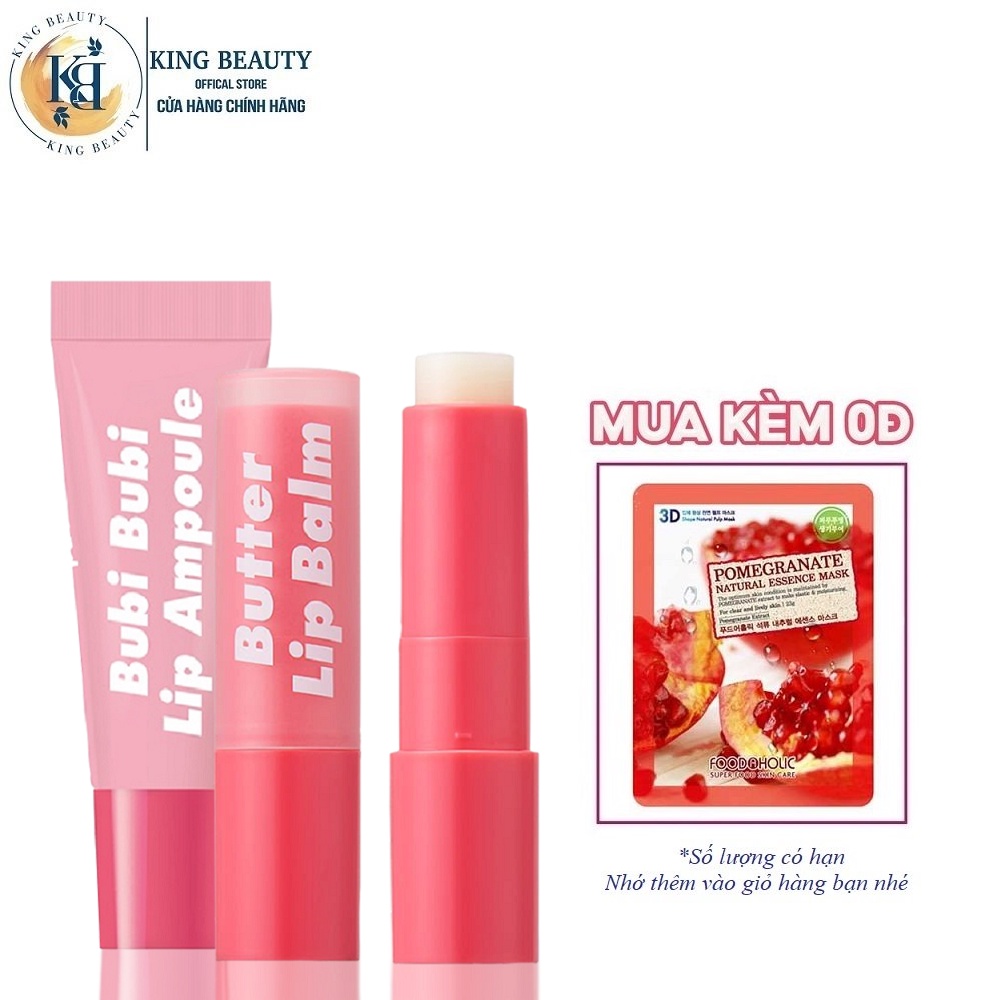 Combo 2 Sản Phẩm Dưỡng Môi Dưỡng Ẩm Cho Môi Mềm Mại Unpa Bubi Bubi Butter Lip Balm ( son dưỡng3,8g + tinh chất10ml )