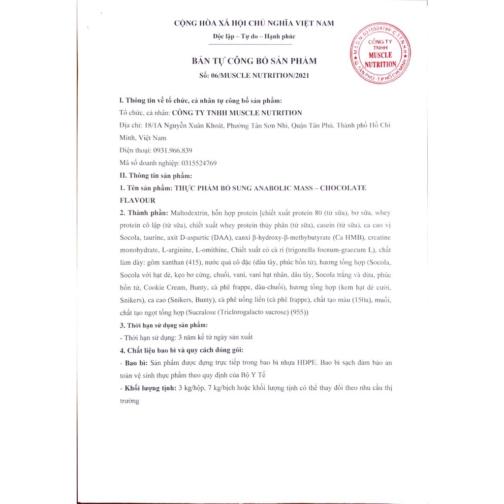 HỦ 3KG - ANABOLIC MASS - TĂNG CƠ NẠC SIÊU TỐC - DÒNG MASS CAO CẤP NHẤT HIỆN NAY