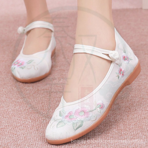 Giày búp bê nữ bằng vải thêu họa tiết dân tộc cổ trang Trung Hoa