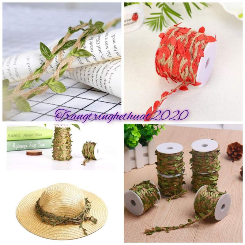 1 mét dây thừng có lá trang trí đồ handmade (bán theo mét)