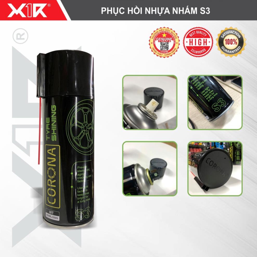 ★ Chai Xịt Corona Phục Hồi Nhựa Nhám , Làm Sạch Và Độ Bóng Cho Lốp + Yên  ★