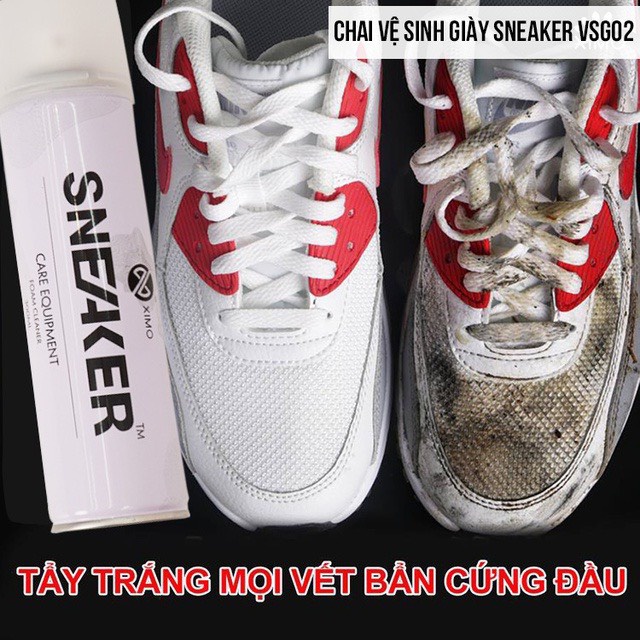 Chai xịt tạo bọt vệ sinh giày Sneaker loại bỏ vết bẩn cao cấp SHOES CARE, dung dịch giặt giày nhanh chóng tiện lợi X1