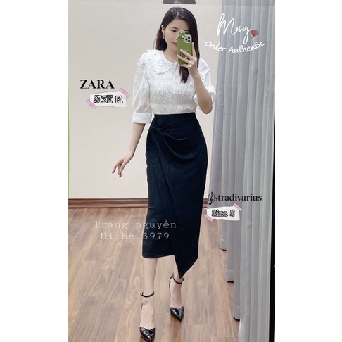 Somi trắng zara thân nhún cổ bèo vợt sale