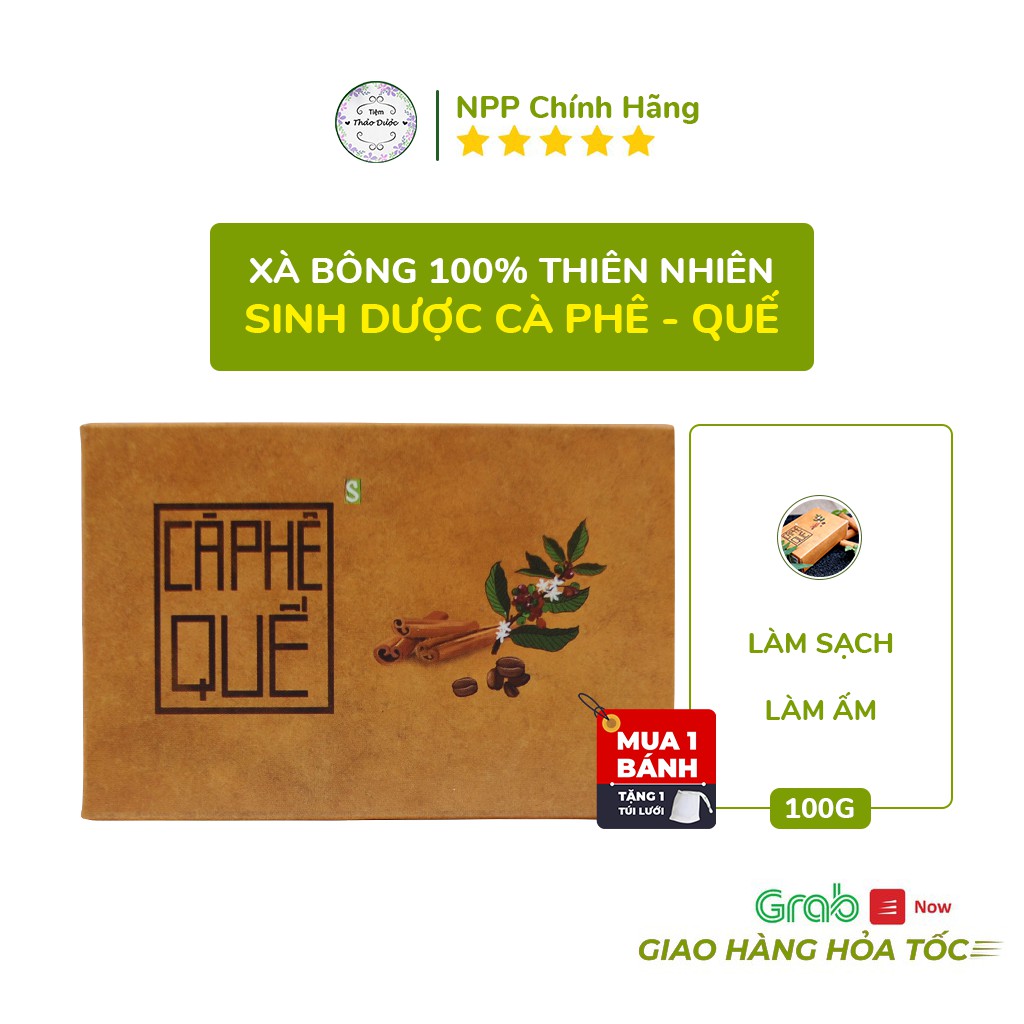 Xà phòng cà phê quế Tiệm Thảo Dược Xanh xà bông sinh dược giúp dưỡng ẩm và  làm sạch làn da