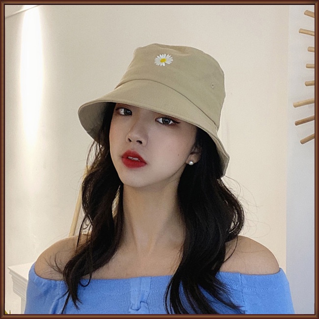 Mũ Tai Bèo Chống Nắng Thêu Họa Tiết Hoa Cúc Thời Trang Đi Biển Cho Nam Và Nữ