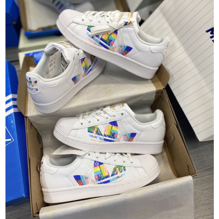 | KHOAI SNEAKER| Giày thể thap adidas superstar sò cầu vồng bảy màu bản đẹp 2022 full box - bill giấy gói tặng tất