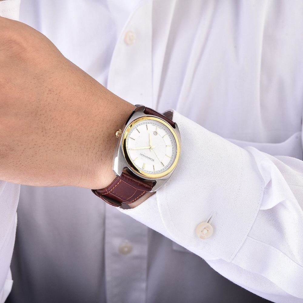 Đồng hồ Romanson Men Watch TL1269MCWH nam mặt kính Sapphire chống xước máy Thụy Sĩ chống xước dây da cao cấp chính hãng