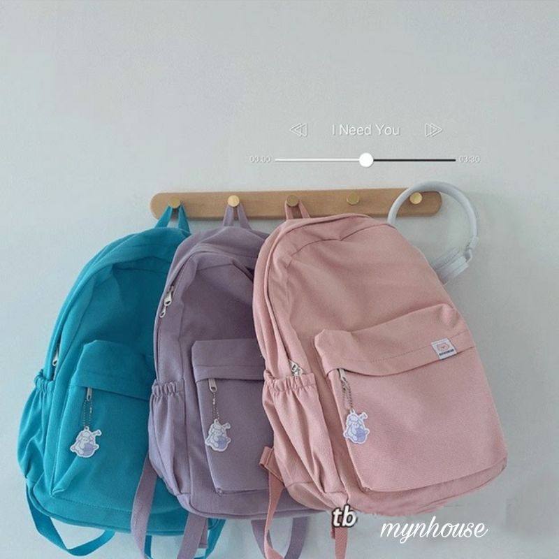 Balo Trơn Basic Ulzzang Màu Pastel  B35