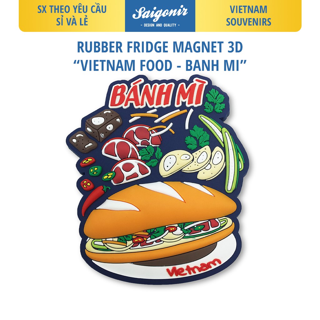 Sỉ và Lẻ Nam châm Tủ Lạnh Chất Liệu Nhựa Dẻo Saigonir - Hình Ảnh Bánh Mì - Món ăn Việt Nam - Quà lưu niệm Việt Nam