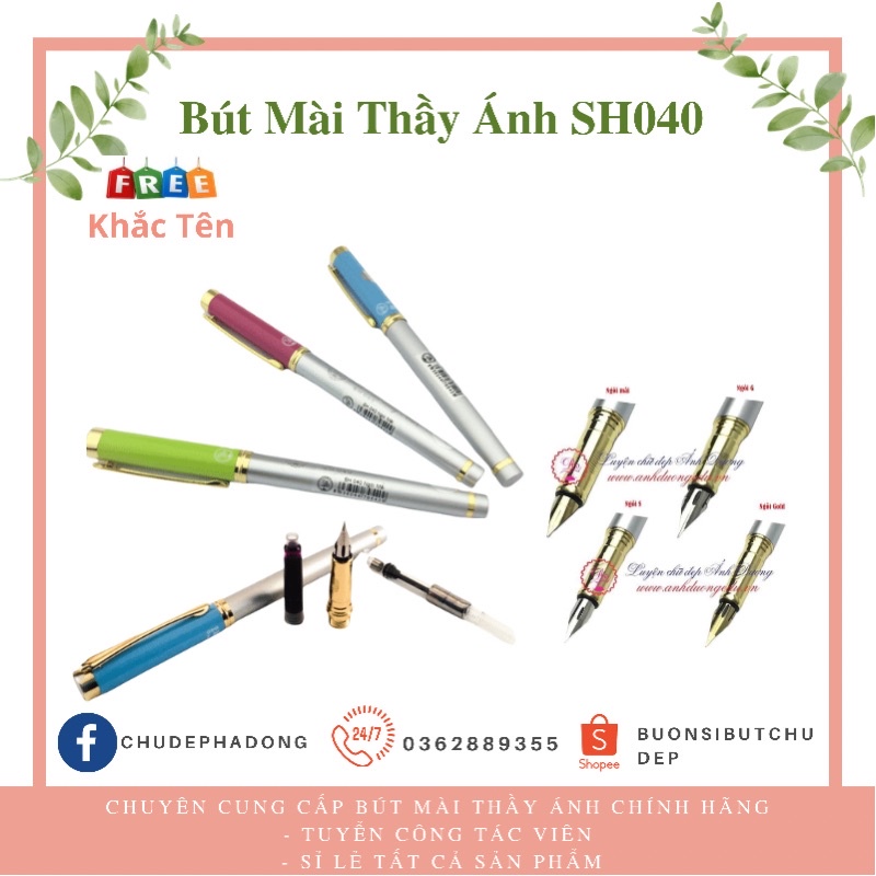 [Free Khắc Tên]Bút Mài Thầy Ánh Nét Thanh Nét Đậm  – Bút Máy Ánh Dương Ngòi Lá Tre Calligraphy Luyện Chữ Đẹp SH040