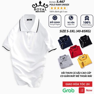 Áo Polo unisex nam nữ có cổ đẹp Hamino trơn basic ngắn tay chất co giãn cao cấp màu trắng đen E2