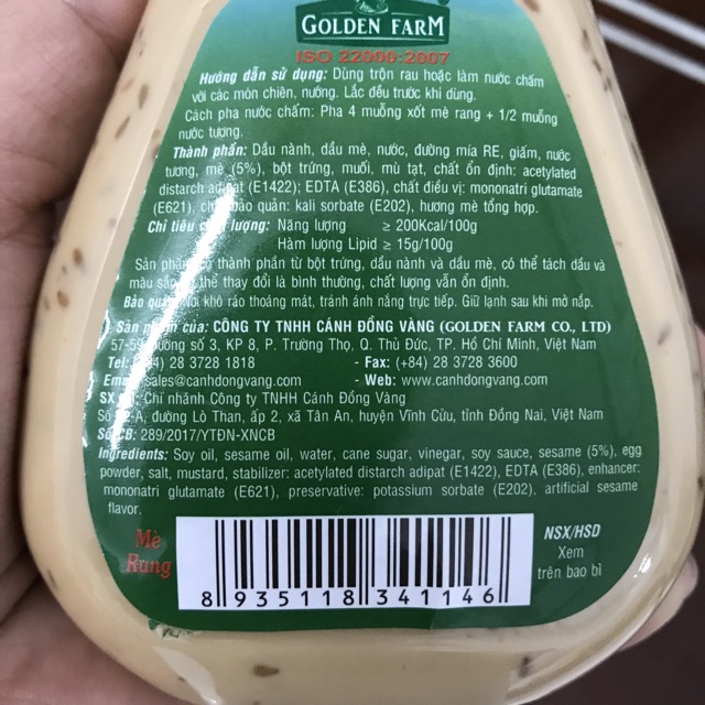 [DATE 09/2020] Xốt Salad Mè Rang Roasted Sesame Golden Farm 250ml