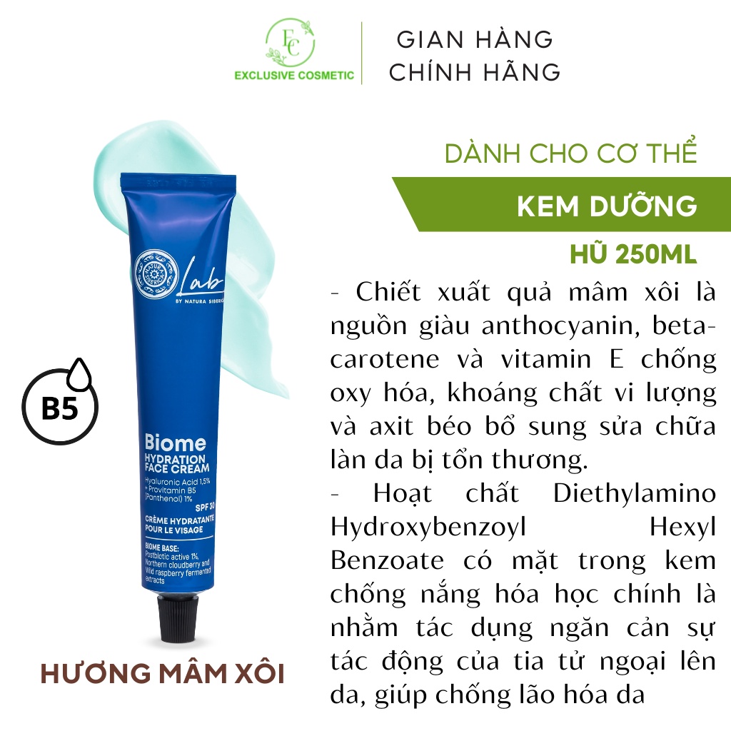 Kem dưỡng ẩm Natura Siberica Lab Biome Hydration Face Cream SPF 30 dung tích 50ml