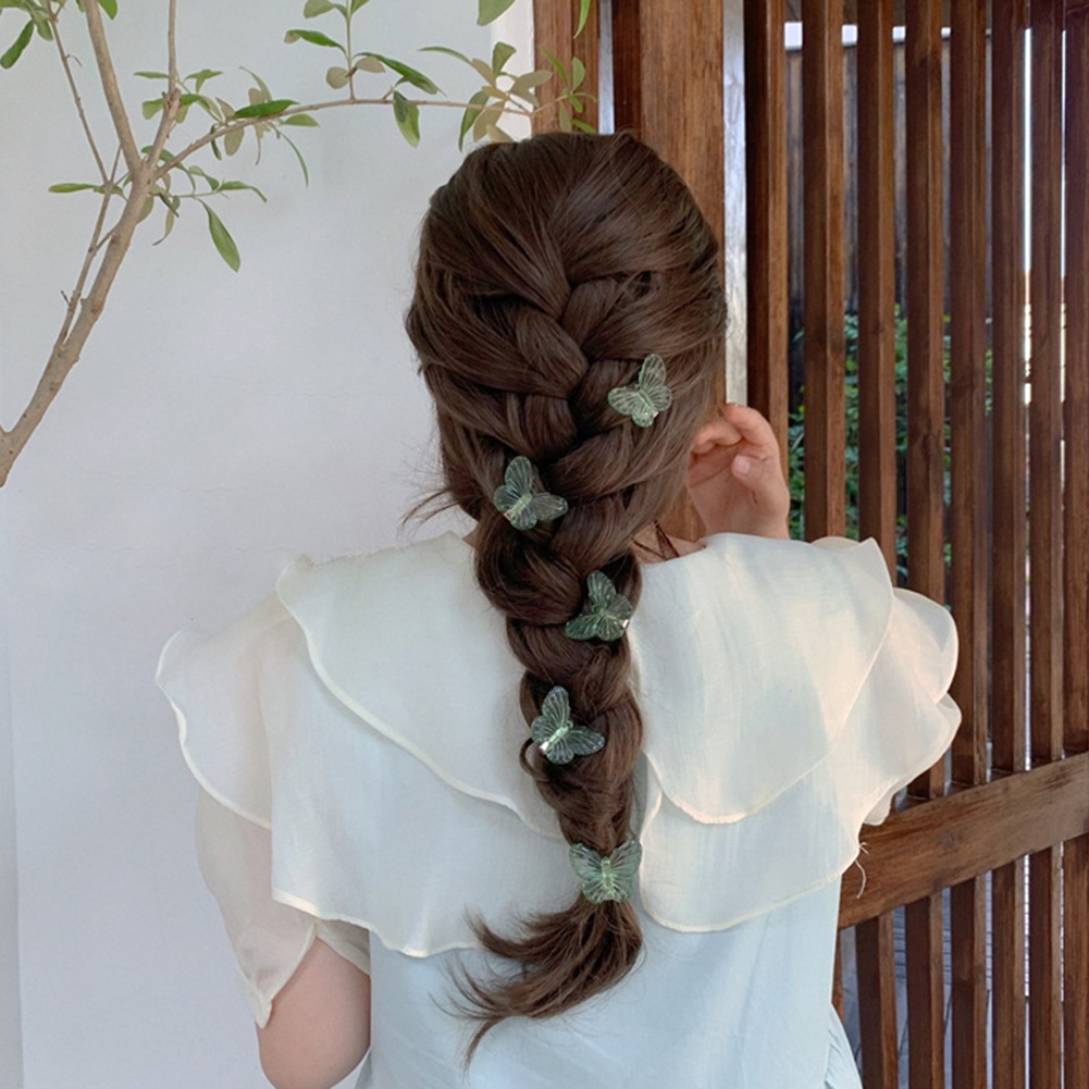 Set 5 Kẹp Tóc Hình Bướm Màu Xanh Lá Phong Cách Thời Trang