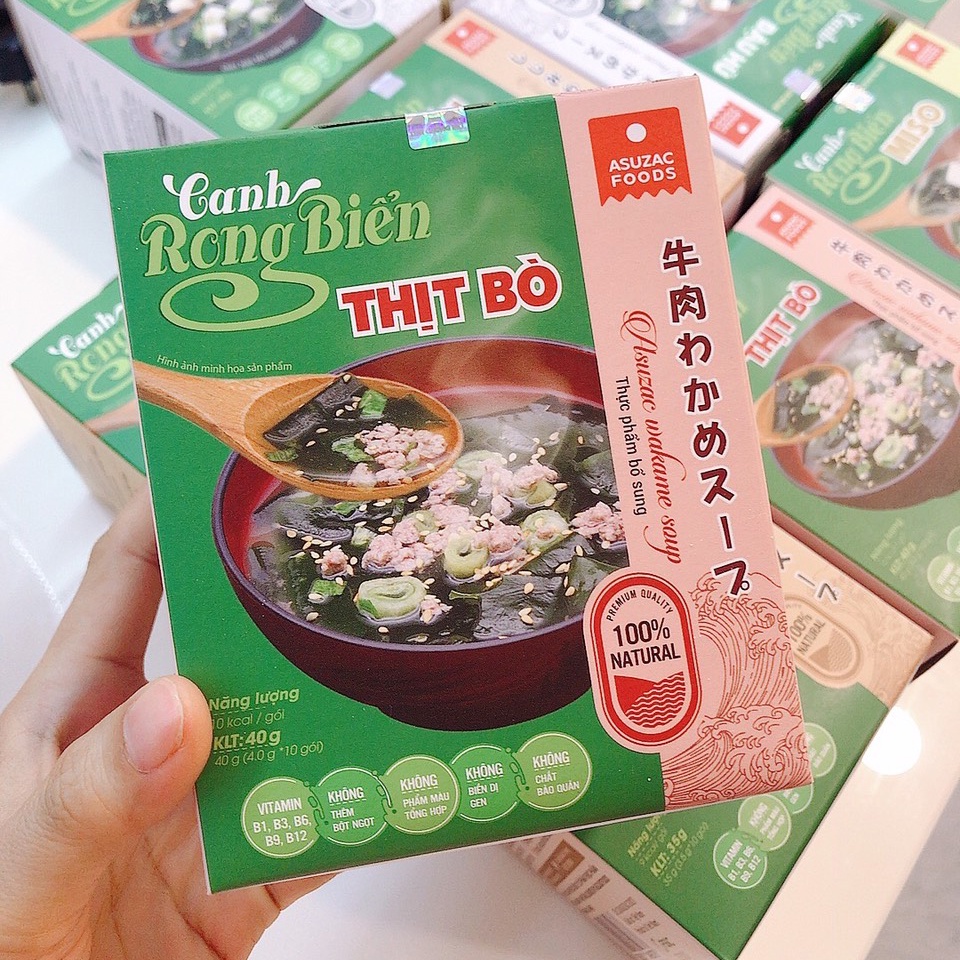 Canh rong biển đậu hủ, tôm, hến, thịt bò, miso Asuzac Foods | BigBuy360 - bigbuy360.vn