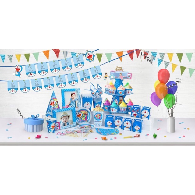 Set trang trí tiệc sinh nhật để bàn ĐOREMON